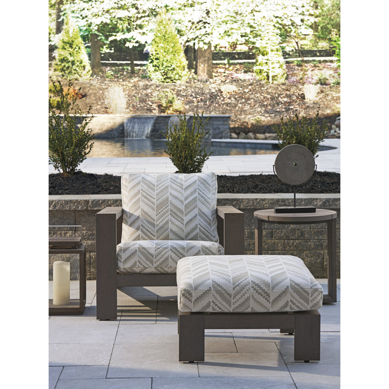 Repose-pieds en teck avec coussin Sunbrella