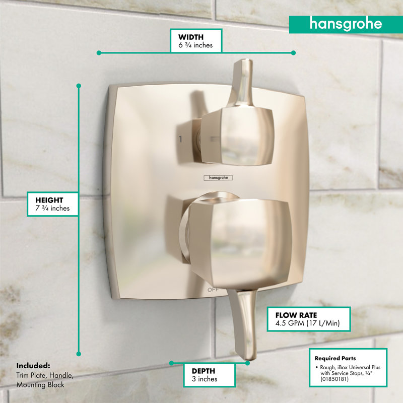Ecostat Classic Pressure Shower Faucet Trim, Polished Nickel