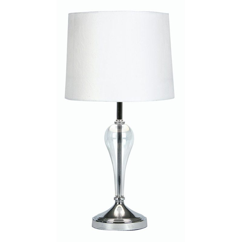 Burrows Metal Table Lamp, Chrome Base/White Shade