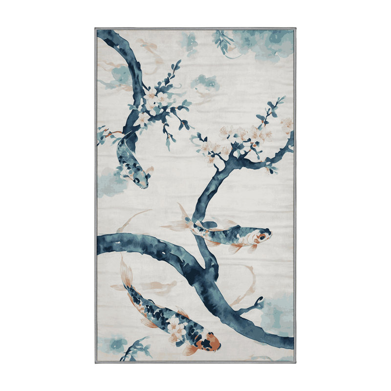 Machine Washable Gray Area Rug, Rectangle 4' x 6'