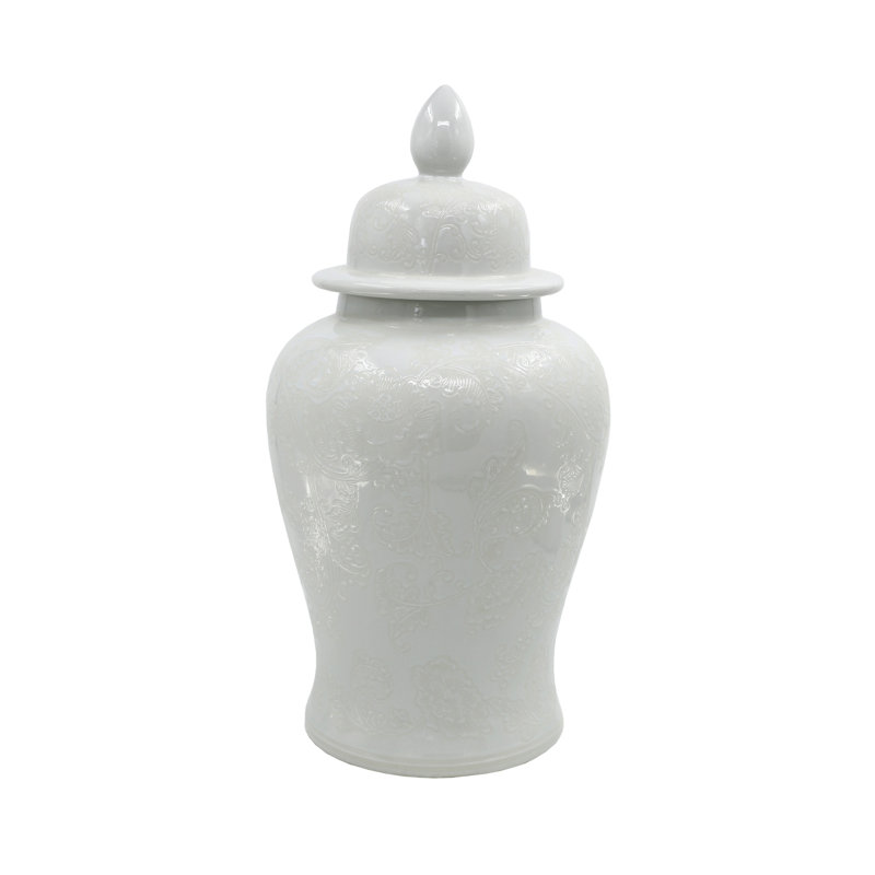 ITALIAN Handmade Porcelain Table Vase, White, 24.8" H x 12.4" W x 12.4" D