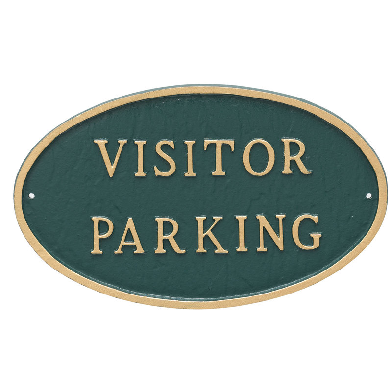 Plaque de jardin de l’état du parking visiteur, Vert forêt / doré, H 8,5 po x l 13 po x P 0,25 po