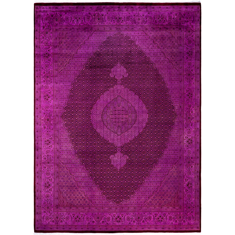 Carreon Hand-Knotted Wool Modern-Contemporary Purple Area Rug 9' 0" x 12' 2"