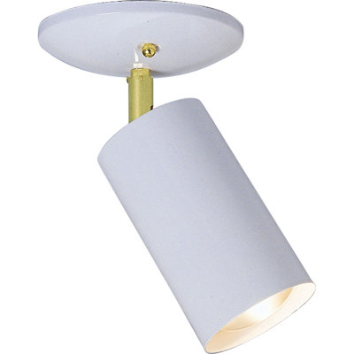 Plafonnier encastré blanc 1 lumière avec cylindre pivotant en laiton 1 lumière