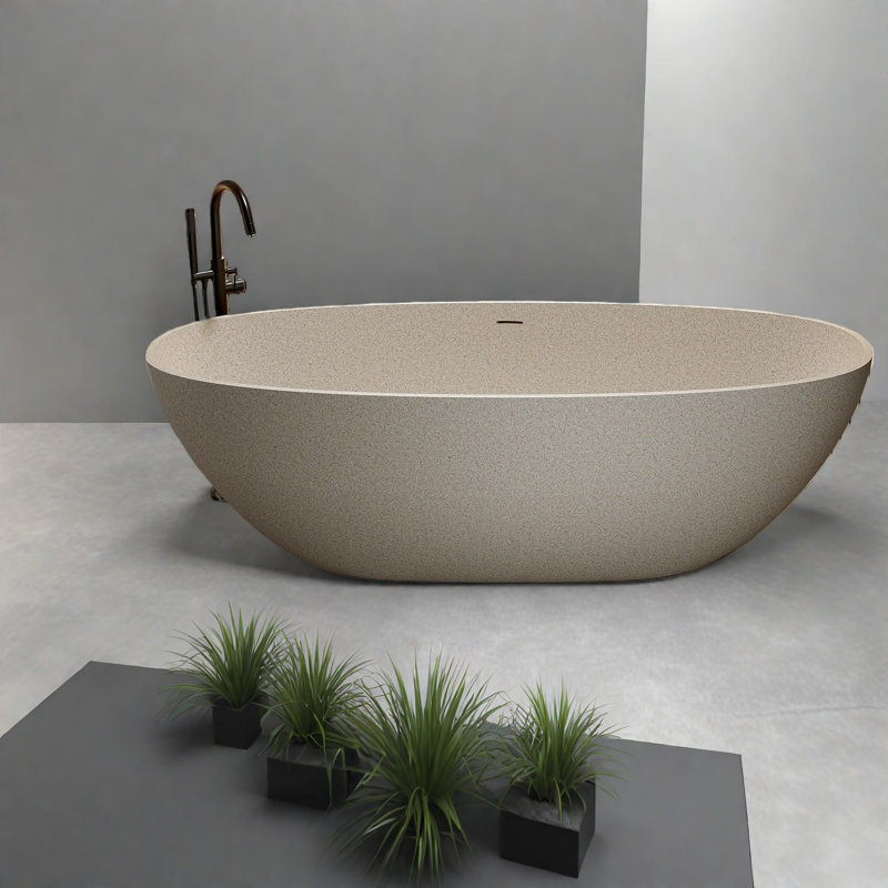 x 30.7'' Freestanding Soaking Solid Surface Bathtub