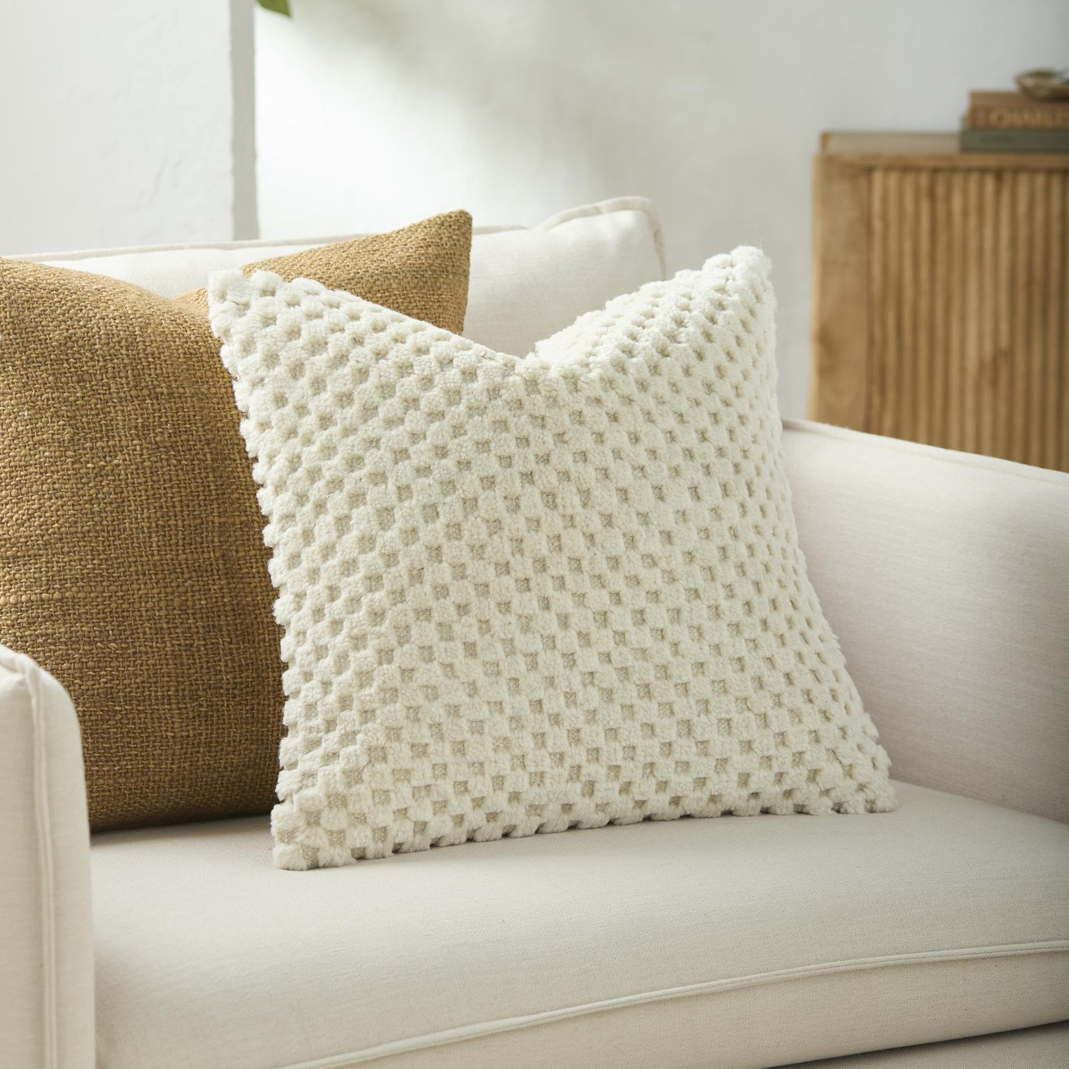 Cotton Pillow Cover, Square 20", Pillow Cover Only - No Insert, Ivory