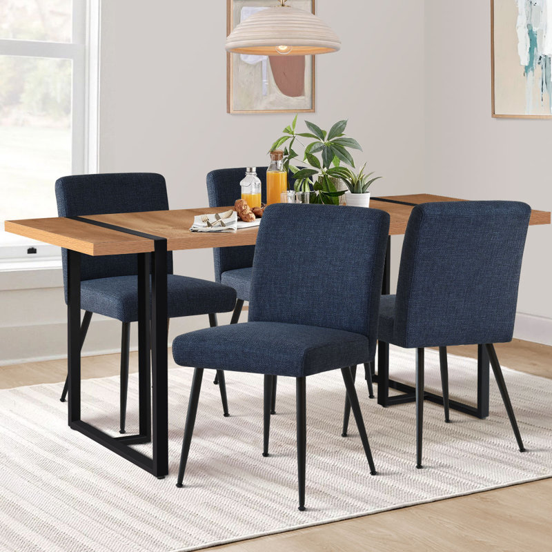 4-Person Rectangle Dining Table Sets, Dark Blue