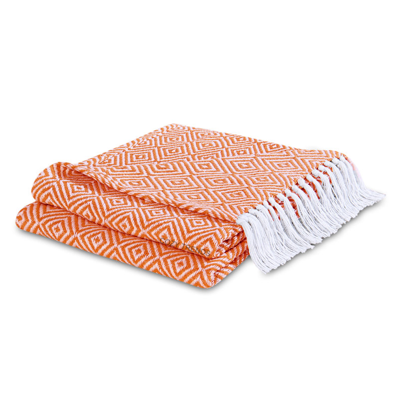 Hand Woven Throw Blanket, Orange