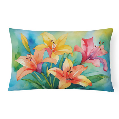 Coussin décoratif lys en aquarelle