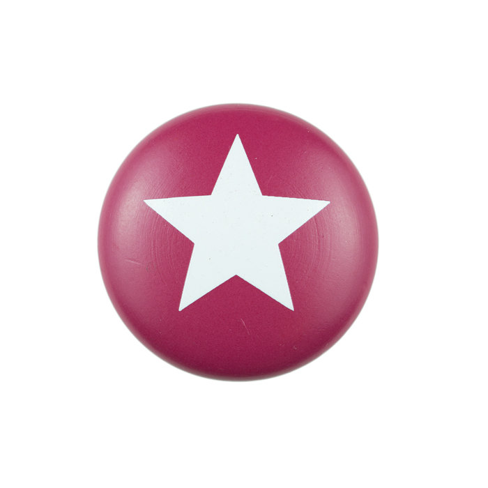 Hand Painted 1 1/2" Red with White Star Knob