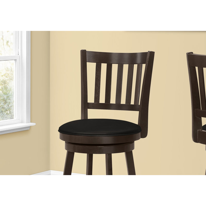 Tabouret de bar, ensemble de 2, pivotant, hauteur de bar, bois, aspect cuir, transitionnel