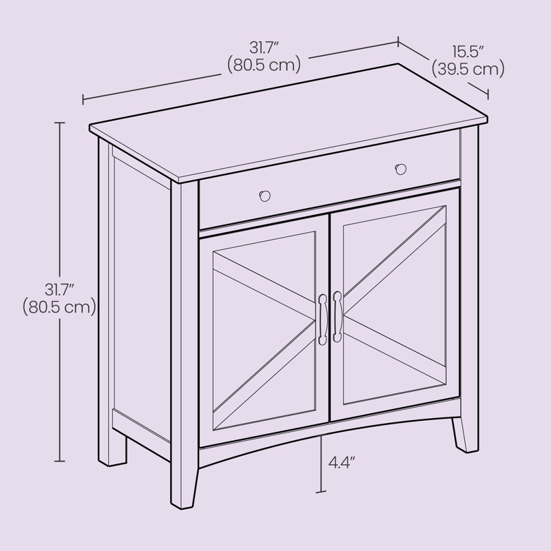 2 Door Accent Cabinet with drawer divider Cassiana, White/Brown