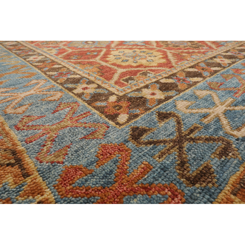 Tapis orange en laine noué à la main Burnt, Rectangle 10 pi x 14 pi
