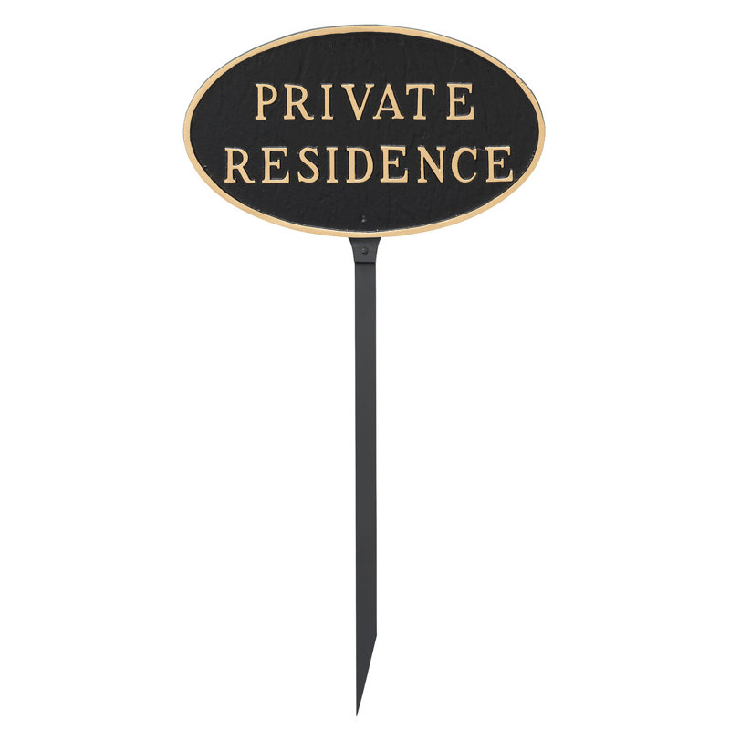 Plaque de jardin ovale de résidence privée, Noir / or