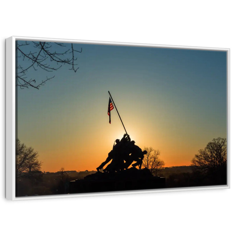 Silhouette du corps des Marines, Cadre flottant blanc, 43 po x 29 po