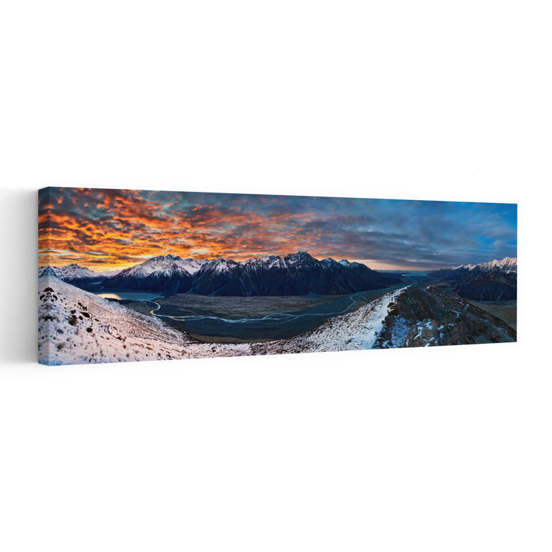 «Vibrant Alpine Sunset Dramatic Vibrant Abstract Landscape Mountain», art mural, H 60 po x l 20 po