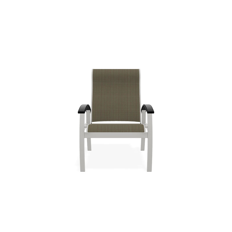 Chaise de patio Askar, Noir, Tweed Sunbrella® brun, Neige texturée