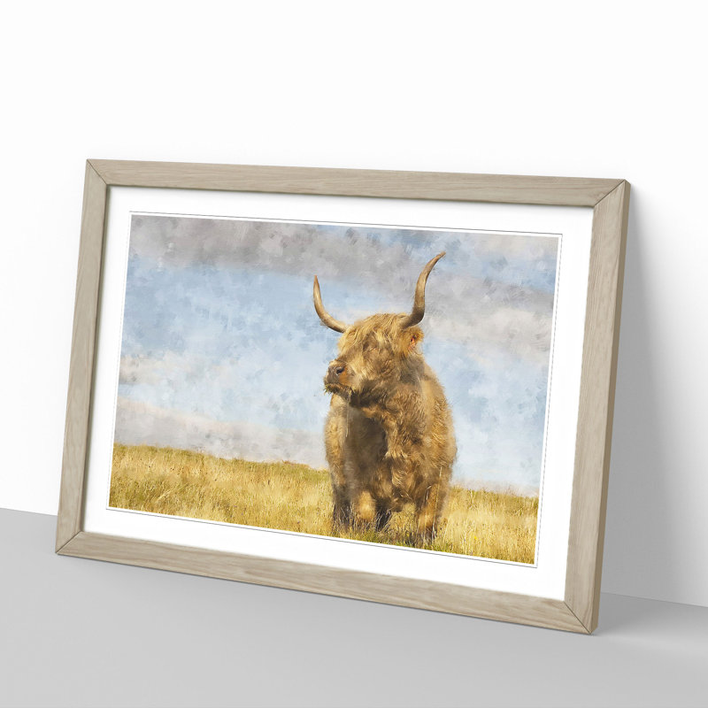 Highland Bull Cow Vol.1 - Framed Print, Oak Framed, 36cm H x 48cm W x 2cm D