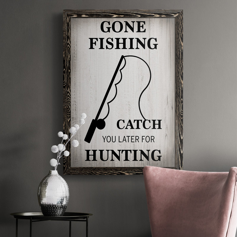 " Gone Fishing ", Black, 43.5" H x 31.5" W x 1" D