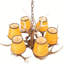 Luminaire suspendu rustique à 6 têtes de bois de cerf de style campagnard pour îlot de cuisine, salle à manger et salon 6 ampoules E12