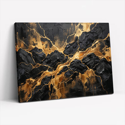 Ensemble de 1 tableau sur toile noir et or