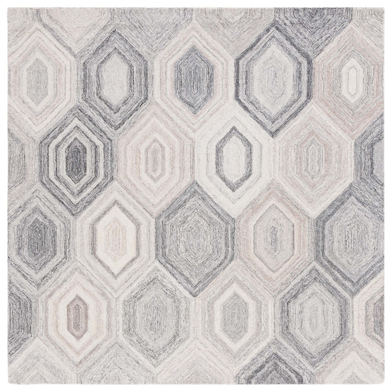Isbella Hand Tufted Wool Geometric Rug, Square 6'