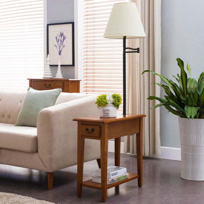 Wilfredo Solid Wood Chair Side Table, Medium Oak