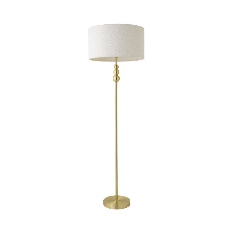 Randalia 145cm Traditional Floor Lamp, Brushed Gold, Cream