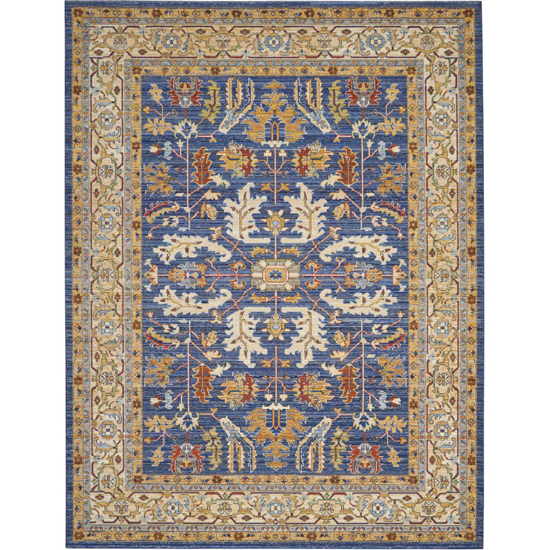 Tapis bleu Nakisha Oushak, Rectangle 9 pi 6 po x 12 pi 8 po