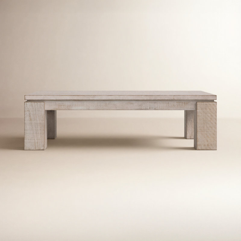 Vireo Solid Wood Top Nesting Coffee Table, White Wash/Brown