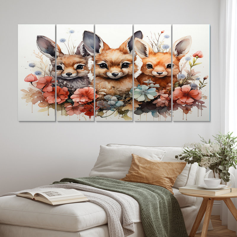 «Dry Watercolor Whimsical Animals», ensemble de décoration murale animaux en métal