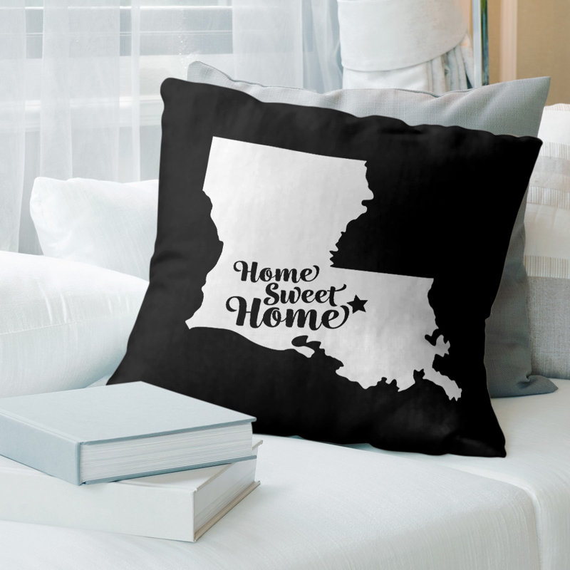 Outdoor Reversible Throw Pillow, 14" x 14", Black, Baton Rouge