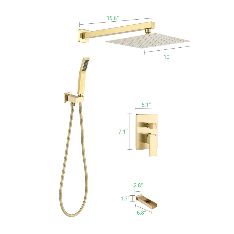 Système de douche complet, Or brossé