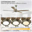 Ventilateur de plafond 60 po en bois moderne avec lumière et télécommande, moteur CC réversible silencieux à 6 vitesses, ventilateur de plafond pour le salon de la cuisine
