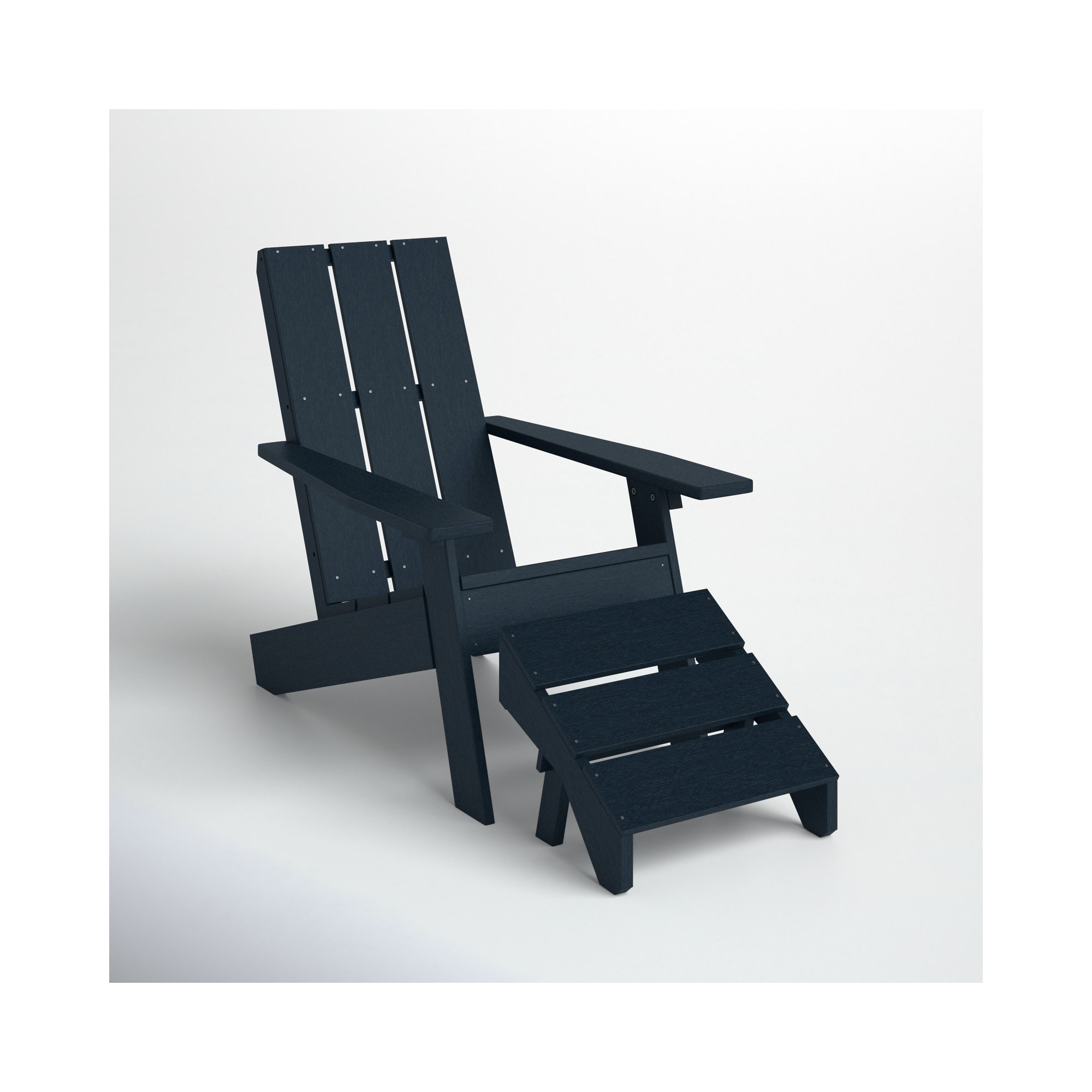 Byrnes Outdoor Adirondack Chair With Ottoman, Blue