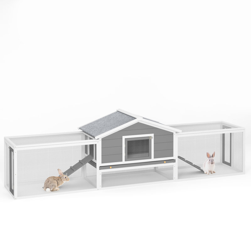 Grande maison pour lapins avec aire de jeu, portes verrouillables et toit imperméable - pour une utilisation extérieure de 2 étages