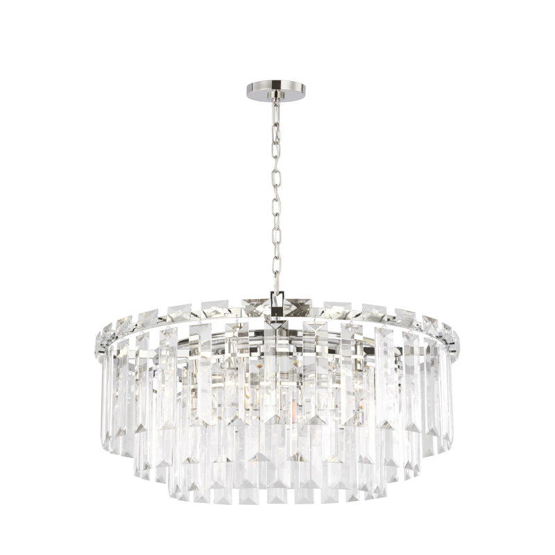 Dimmable Tiered Chandelier, Polished Nickel, 18.75" H x 32.88" W x 32.88" D