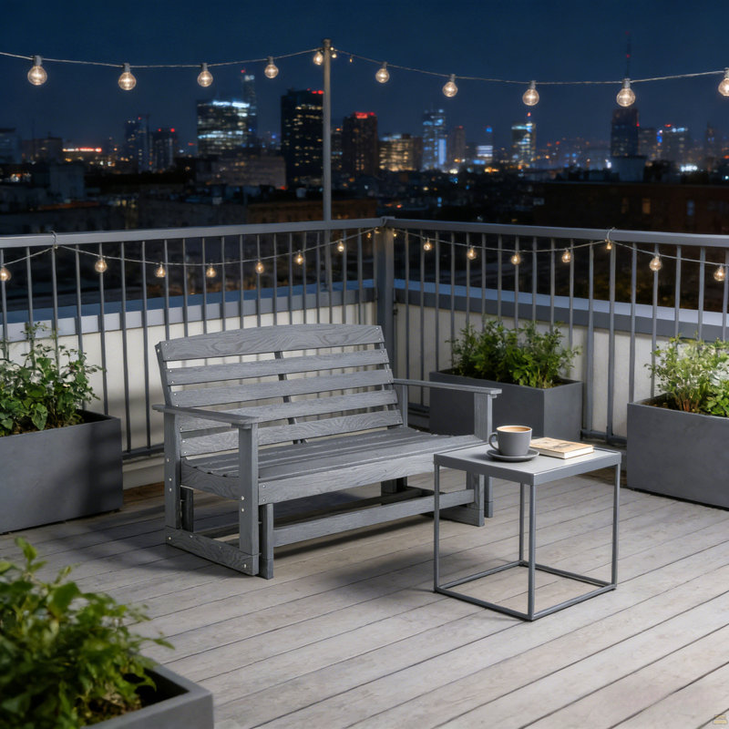 Loveseat Patio Glider Bench,Comfortable Outdoor Bench, Gray