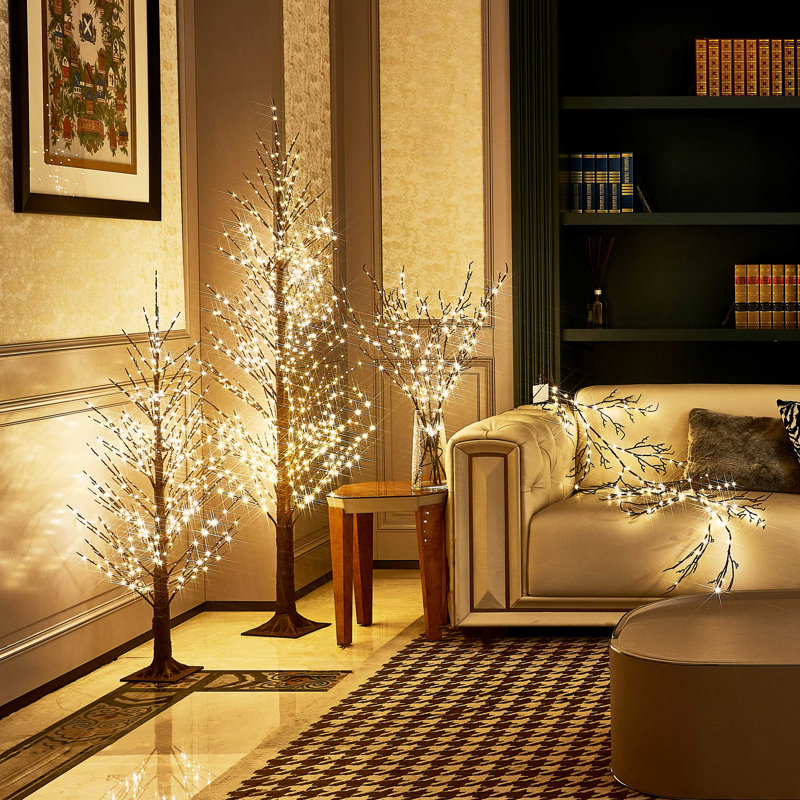 Lighted Brown Alpine Tree 450l 4ft