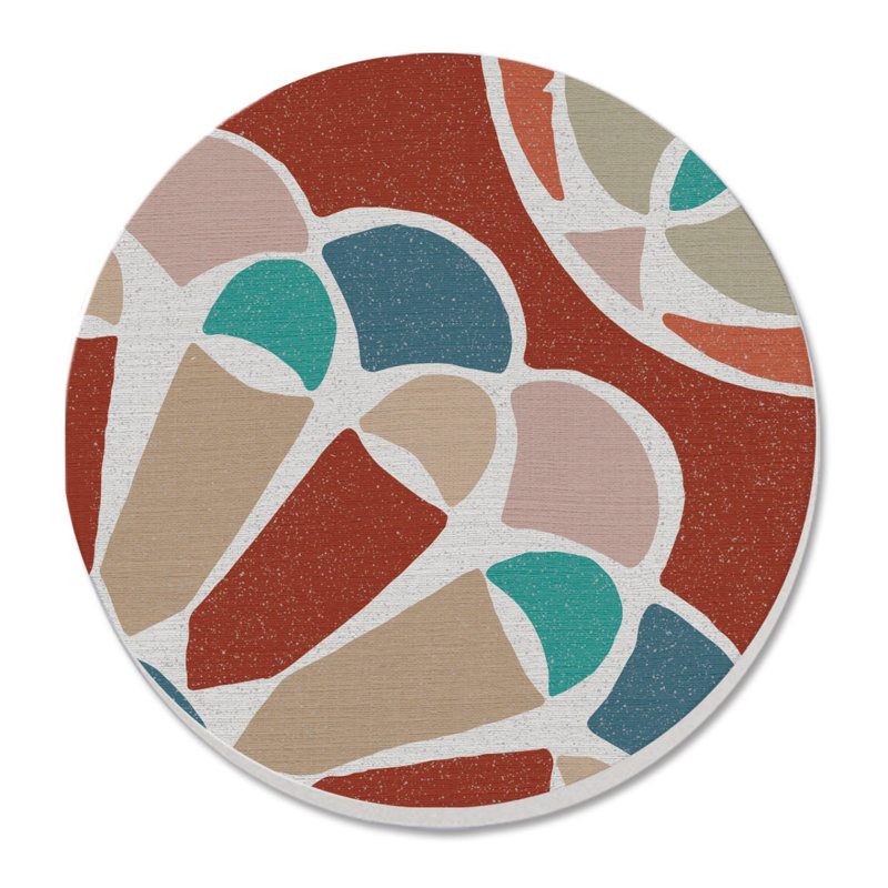Mosaic Flower Single Round Stone Coaster Create Your Own Set