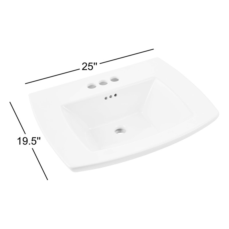 American Standard Edgemere 19.5'' White Ceramic Rectangular Bathroom Sink with Overflow, 4" Centers