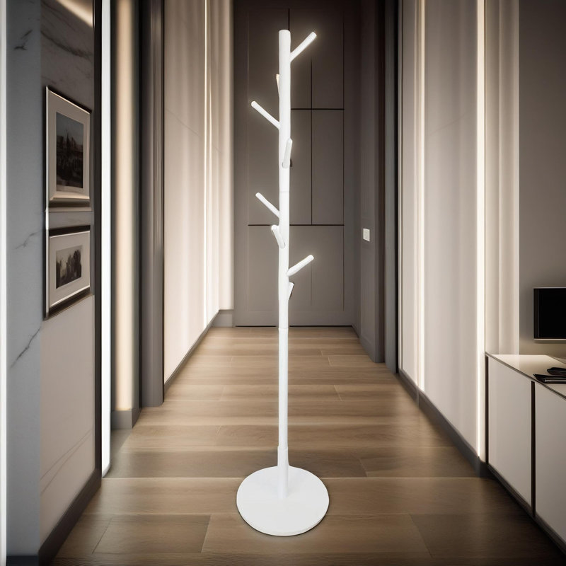 Sparacino 8 - Hook Adjustable Coat Stand Free Standing Hallway Entryway Furniture, White