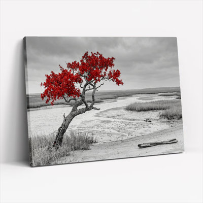 Red Tree Canvas Wall Art Oil Painting Print Set Of 1