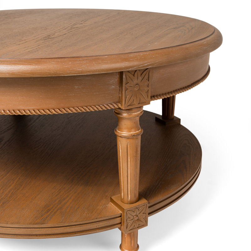 Pullman Traditional Round Brown Wooden Coffee Table with Shelf
