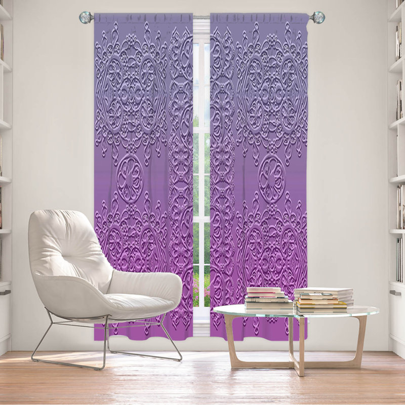 Ensemble de 2 panneaux de rideaux pour fenêtre Rozario par Susie Kunzelmanelman Grandmas, Bleu/mauve, L 20 po x L 61 po