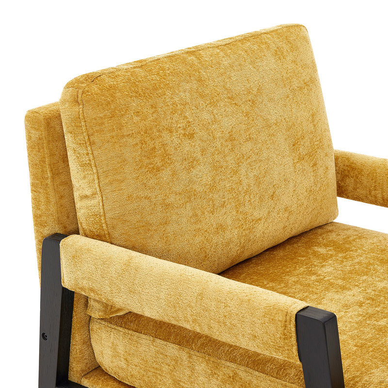 Fauteuil d'appoint rembourré Modern Chenille, Jaune