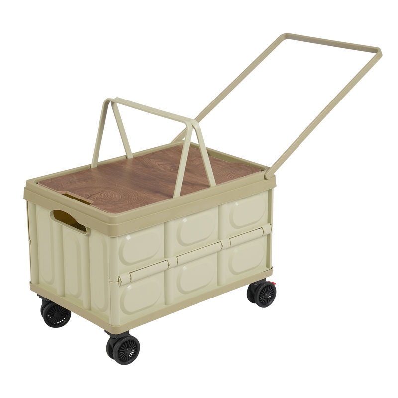 55L Large Capacity Foldable Rolling Cart, Green