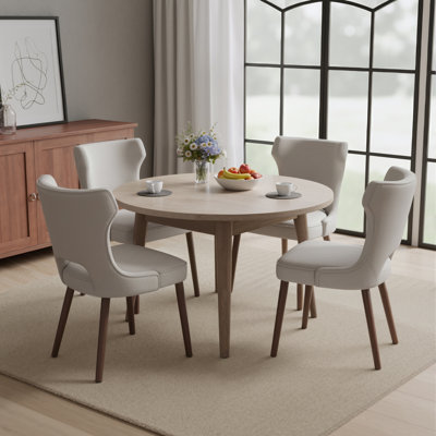 Chaises de salle à manger en tissu avec pieds en bois d'hévéa massif, coussin en mousse haute résilience et dossier incurvé