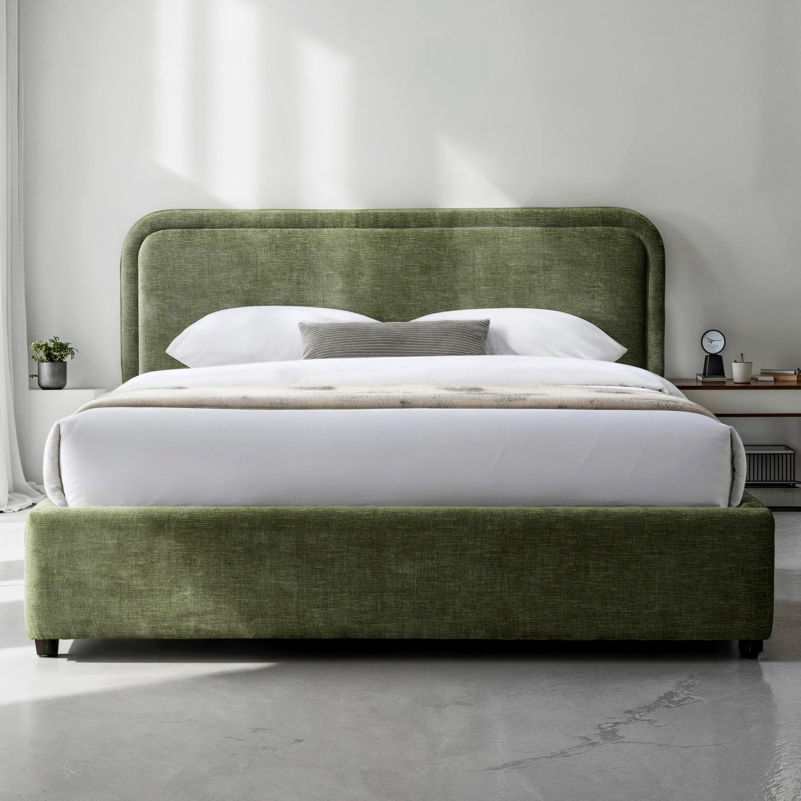 Baneza Platform Bed, Queen, Moss Green