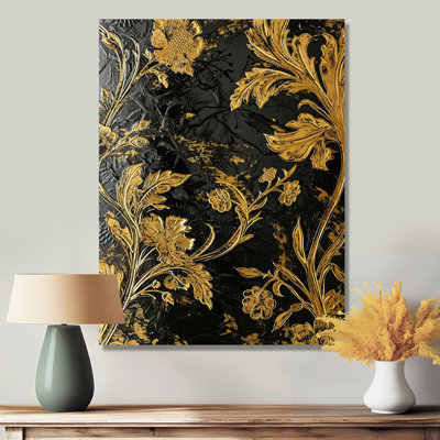 Feuilles d'or, botanique, rétro, salon, art mural